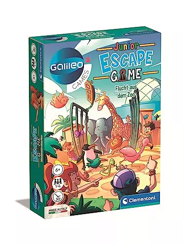 Clementoni Galileo Escape Game Junior - Flucht aus dem Zoo - Escape Spiel für Kinder ab 6 Jahren - Gesellschaftsspiel & Familienspiel 59338