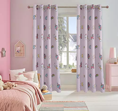 Clothink Verdunkelungsvorhang Kinderzimmer Blickdicht Einhorn 140x210 cm