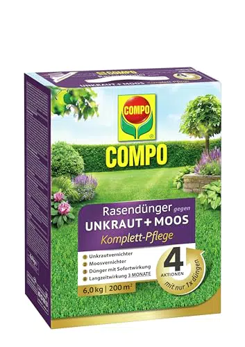 COMPO Rasendünger gegen Moos und Unkraut - Langzeitwirkung für einen gepflegten Rasen
