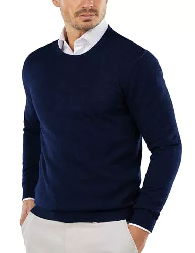 COOFANDY Herren Pullover Rundhalsausschnitt Baumwolle Slim Fit Business
