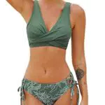 CUPSHE Damen Bikini Set V-Ausschnitt Crossover Lace-Up Tank Bademode