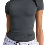 Damen Basic Kurzarm Crop Top Y2K Slim Fit Rundhals T-Shirt