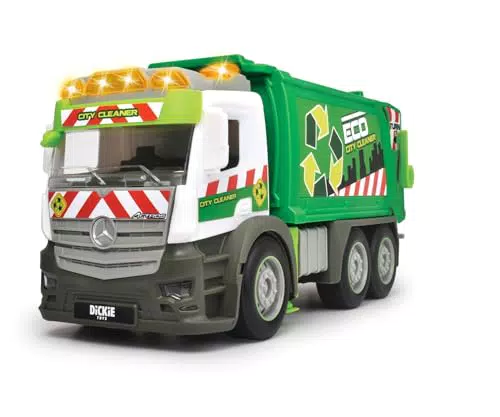 Dickie Toys Action Truck Müllauto mit Sound, Warnlicht und Ladefunktion für Kinder
