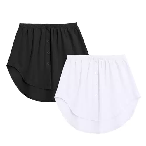 DOINEUFL Damen Blusenrock - Elegante Blusenrock Verlängerung mit Knöpfen