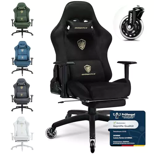 Dowinx Gaming Stuhl – Ergonomischer Bürostuhl mit Fußstütze und atmungsaktiver Mikrofaser