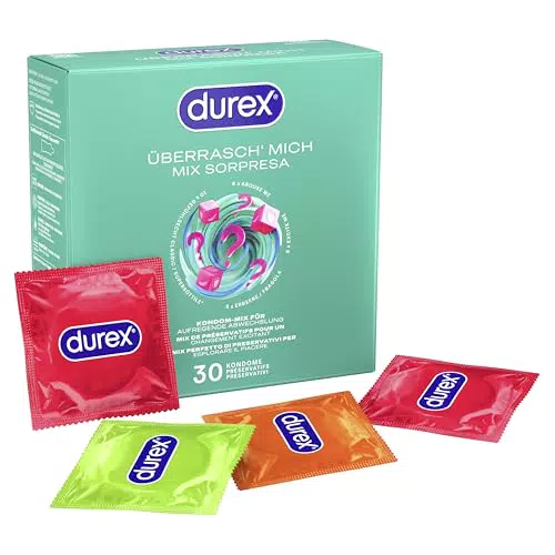 Durex Überrasch Mich Kondome-Mix Mischung mit 4 verschiedenen Kondom-Sorten zum Ausprobieren 30er Pack