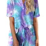 Ekouaer Schlafanzug Damen Baumwolle Pyjama Kurz Nachtwäsche Sleepwear