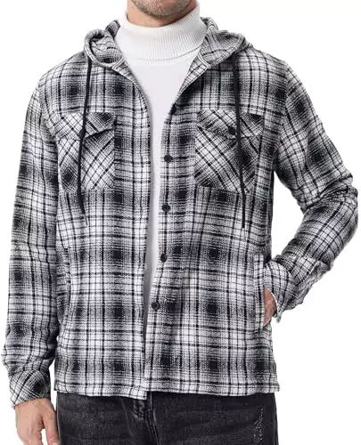 Elegancity Herren Kapuzenjacke Kariert Langarm Freizeitjacke Blouson