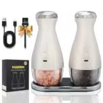 LUXEHOME Elektrische Salz- und Pfeffermühle mit einstellbarem Keramikmahlwerk