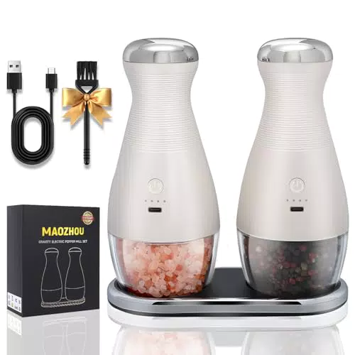 LUXEHOME Elektrische Salz- und Pfeffermühle mit einstellbarem Keramikmahlwerk