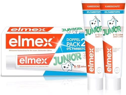 Elmex Junior Zahnpasta 6-12 Jahre - Medizinische Zahnreinigung mit 1400 ppm Fluoridgehalt