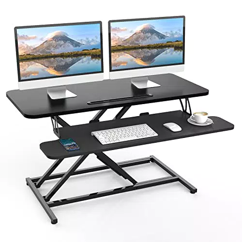 ERGOMAKER Höhenverstellbarer Schreibtisch für Zwei Monitore - Stehpult