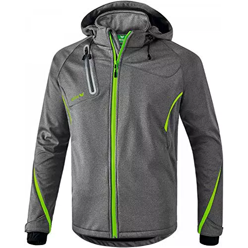 Erima Herren softshelljakke Function, Grau Melange/Green Gecko