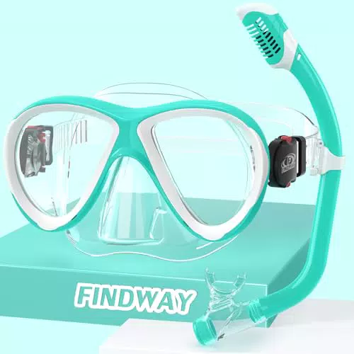 Findway Schnorchelset Kinder – 180° Panorama Tauchmaske mit Anti-Leck Design