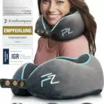 FLOWZOOM Nackenkissen aus Memory Foam für Reisen - Nackenhörnchen für Erwachsene, waschbar - Grau
