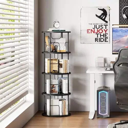 Flycity 360° drehbares Bücherregal aus Holz mit verstellbaren Ebenen