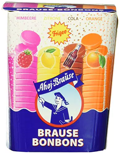 Frigeo Ahoj-Brause Bonbons in den Geschmacksrichtungen Zitrone, Orange, Himbeere, Cola