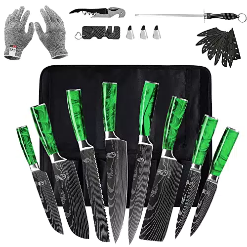 FULLHI Japanisches Messer Set aus Premium Edelstahl für die Küche