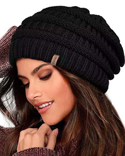FURTALK Damen Beanie Mütze Warme Wintermütze mit Weichem Innenfutter Gefütterte Strickmütze