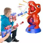 Fygurso Dinosaurier Schießspielzeug mit Luftpumpenpistolen und LED Punktzahl