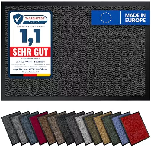 Gentle North Hochwertige Fußmatte Beige Schwarz 40x60cm groß für Innen & Außen - Schmutzfangmatte rutschfest