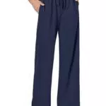 Glacspyg Damen Hosen Flowy Wide Leg Freizeithose Palazzo mit Taschen