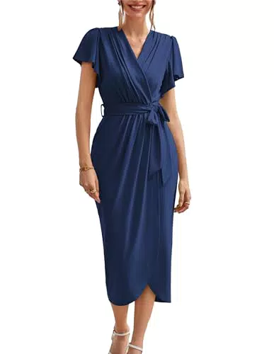 GRACE KARIN Damen Cocktailkleid Rüschen Slim Fit Bleistiftschnitt Elegant