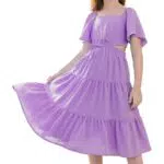 GRACE KARIN Mädchen Sommerkleid mit Rüschenärmel und Cut-Out Taille