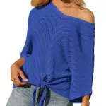 Grace Karin Strickpullover mit Lochmuster und V-Ausschnitt für Damen