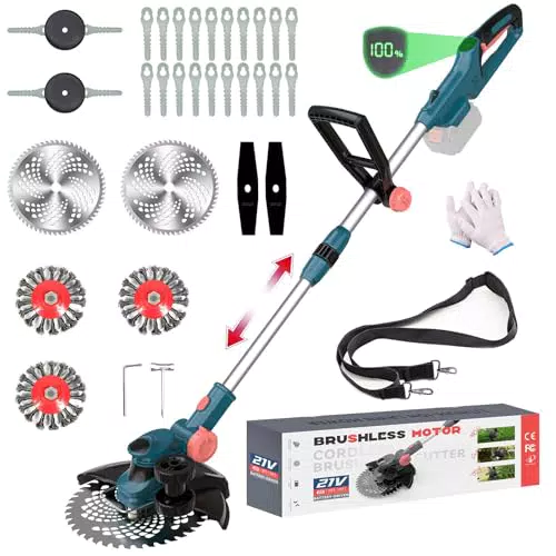 Hengriacly Akku Rasentrimmer 18V, 2-in-1 Rasenkantenschneider mit Bürstenlosem Motor