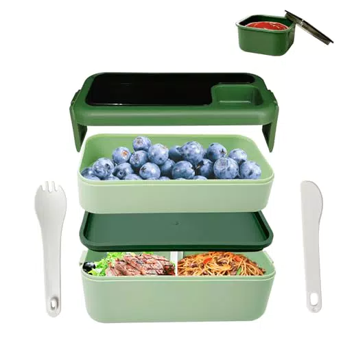 HNNJCK Bento Lunchbox mit Fächern - Auslaufsichere Brotdose für Erwachsene