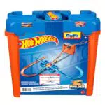 Hot Wheels GGP93 - Track Builder Mega Stunt Box mit Tracksets und Zubehör inkl. 2 Autos & GBN81 Track Builder Booster Pack Spielset