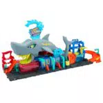 Hot Wheels Let's Race City Spielzeugauto-Trackset mit Hai-Autowaschanlage
