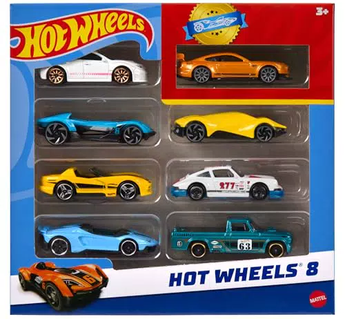Hot Wheels Set mit 8 Spielzeugautos im Maßstab 1:64, Modell HPV78