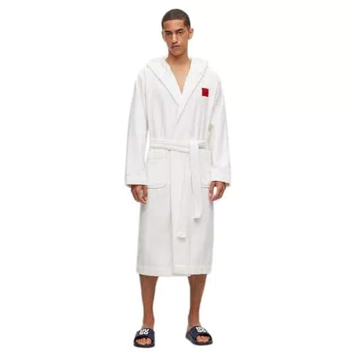 HUGO Herren Terry Gown - Kapuzen-Morgenmantel aus Baumwoll-Terry