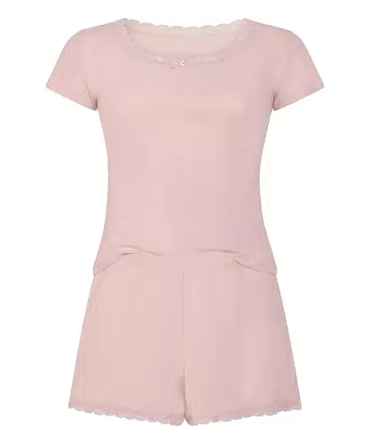 Hunkemöller Geripptes Pyjamaset mit Spitze für einen eleganten Schlaflook
