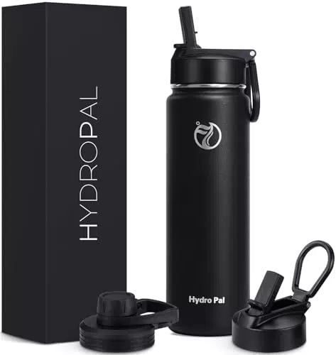 HydroPal Isolierte Edelstahl Trinkflasche - BPA-frei, auslaufsicher, mit Strohhalm