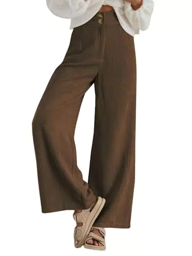 Imuedaen High Waist Cordhose Damen Weites Bein Freizeithose mit Taschen