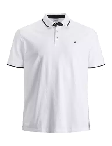 Herren Jack & Jones + Fit Polo Shirt JJEPAULOS Uni Sommer Hemd Kurz Arm Pique Cotton Big Size