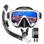 Schnorchelset für Erwachsene mit Taucherbrille und Dry Schnorchel - Anti-Leck & Anti-Fog Tauchmaske aus gehärtetem Glas