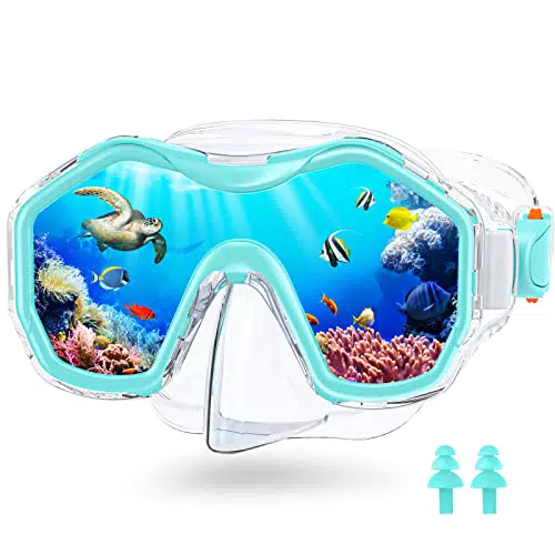 JEMULICE Taucherbrille Kinder, Schwimmbrille mit 180° Panorama und Anti-Nebel