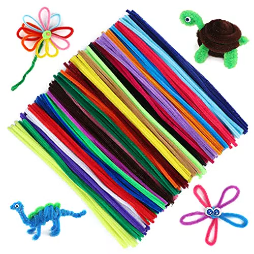 jijAcraft Pfeifenreiniger 6mm, 30cm Chenilledraht für DIY Basteln und Dekorieren