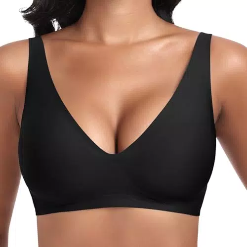 Jiuday V Push Up BH ohne Bügel – Bequemer nahtloser Bralette für große Brüste