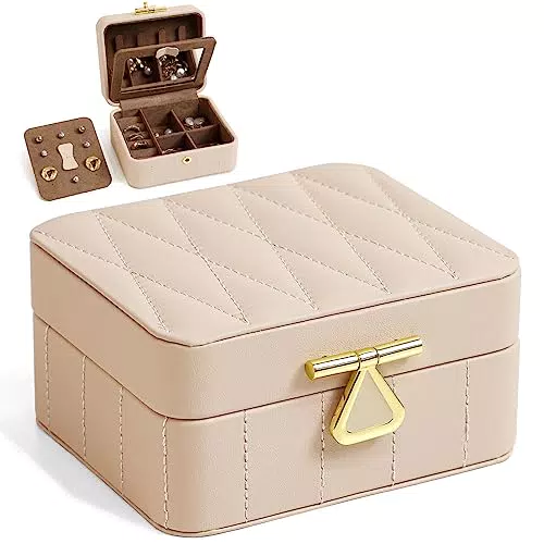 KAMIER Schmuckaufbewahrung Reisebox für Damen – Mini Schmuckkästchen für Ringe und Ketten