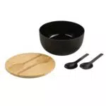 Kesper Salatschüssel-Set mit Salatbesteck, Kunststoff (PP), Bambus, D 24 cm