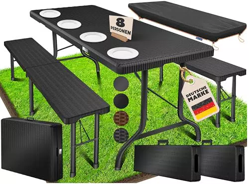 KESSER® Klapptisch und Bänke für Garten und Innenbereich, inkl. Abdeckung