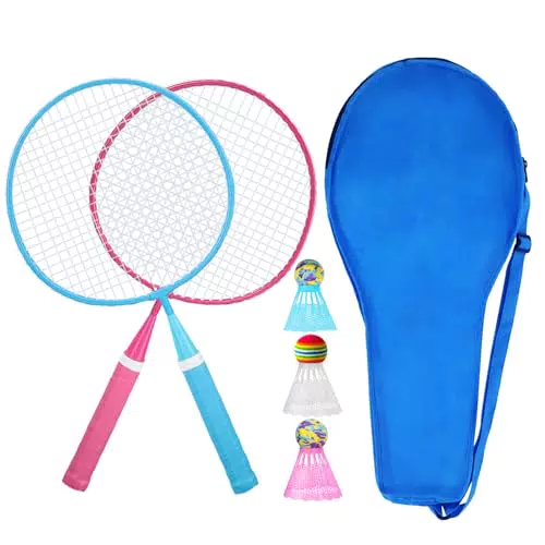 KH Federball Set für Erwachsene und Kinder mit Schlägern, Federbällen und Tasche