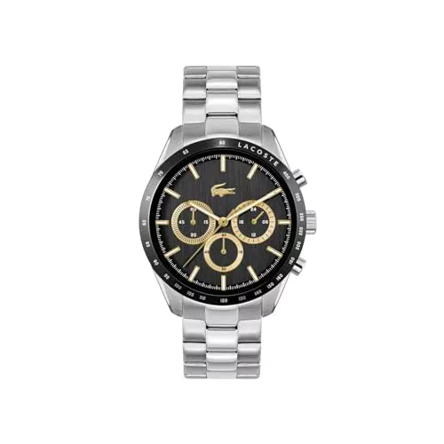Lacoste Boston Herren Chronograph Quarz Uhr mit Edelstahlarmband