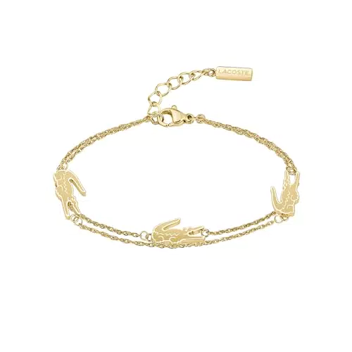 Lacoste Doppeltes Ketten-Armband Damen Kollektion CROCODILE mit Charms