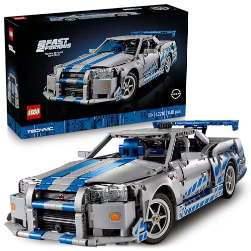 LEGO Technic Nissan Skyline GT-R R34 Bauset mit Driftfunktion und 6-Zylinder-Motor